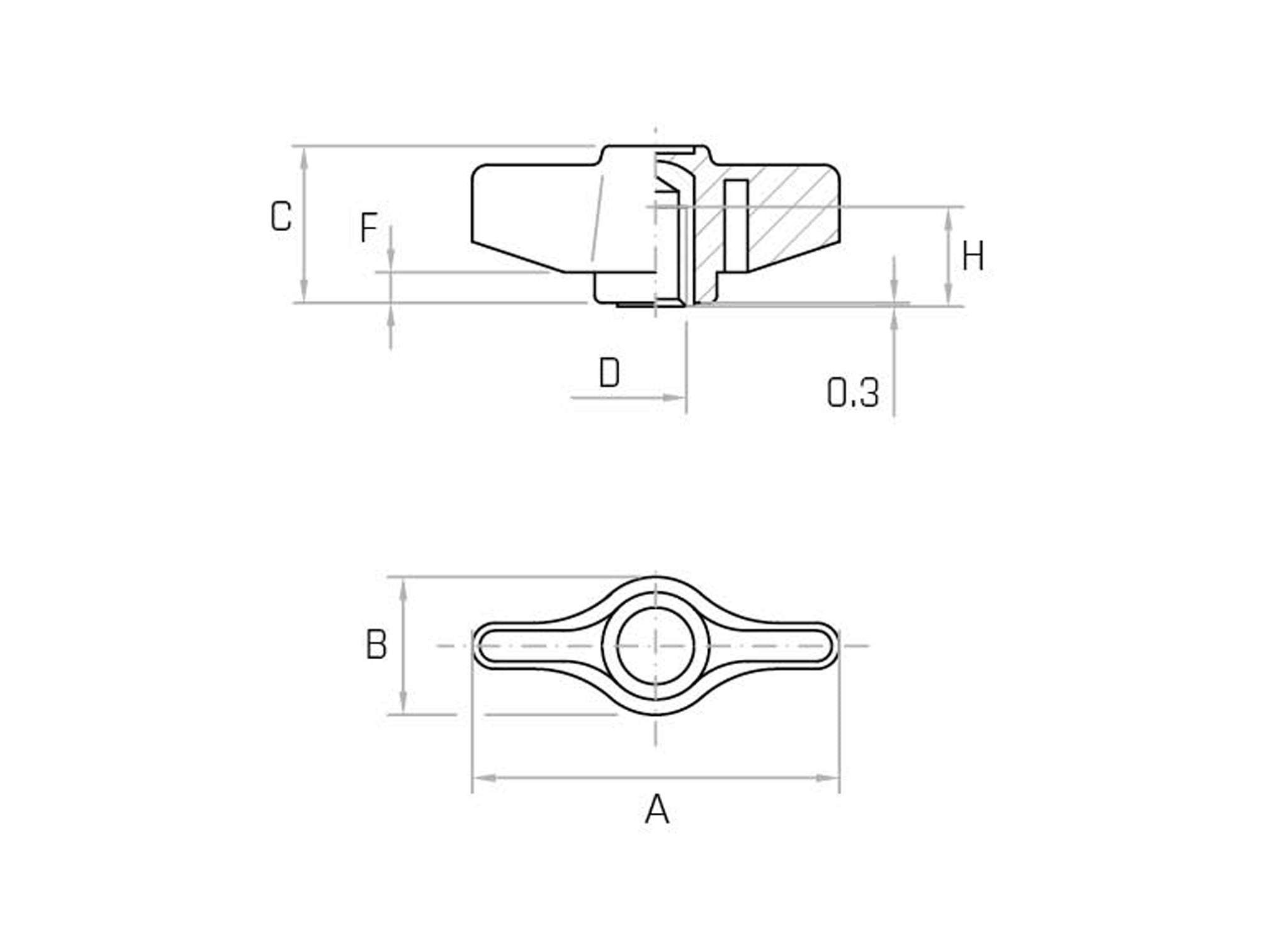 GB - Ecrou papillon avec trou borgne (Pack de 25 pcs) - Gamme GB - Ecrou papillon avec trou borgne (Pack de 25 pcs) - Gamme